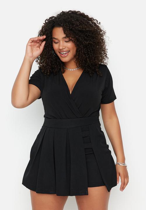 Trendyol - Plus wrap bodysuit - black