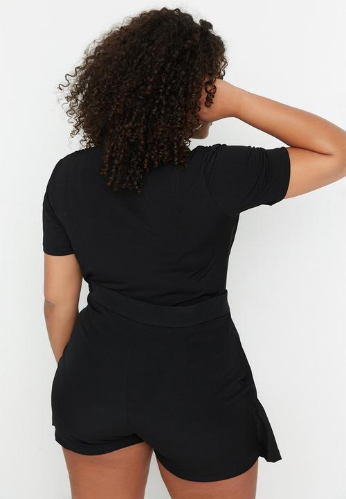 Trendyol - Plus wrap bodysuit - black