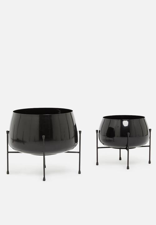 H&S - Nolo planter set of 2 - black 