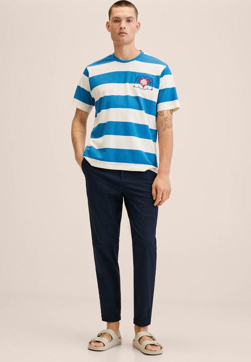 MANGO - Queen love transforms  striped T-shirt - blue