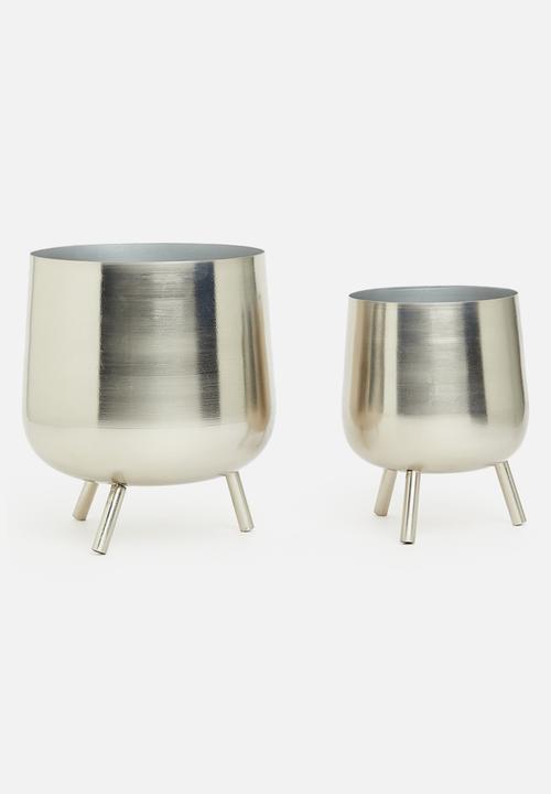 H&S - Romy planter set of 2 - silver