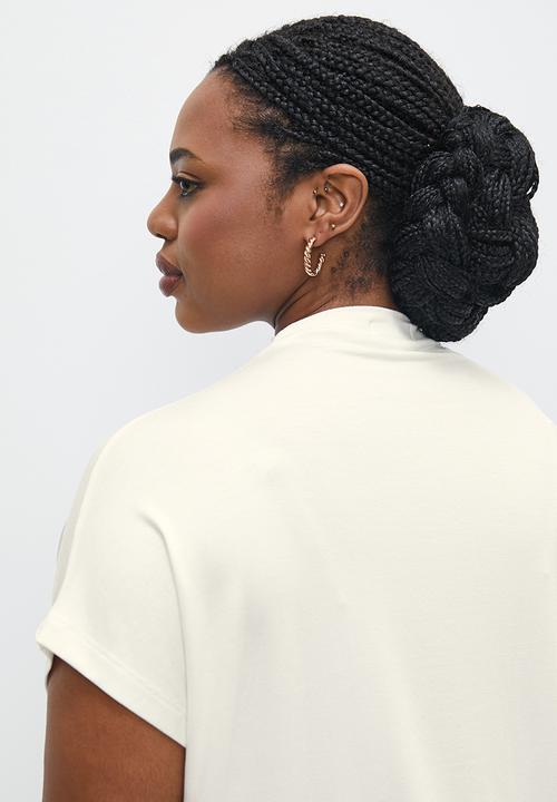 edit Plus - Grown on sleeve high neck shell - milk