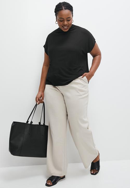 edit Plus - Grown on sleeve high neck shell - black