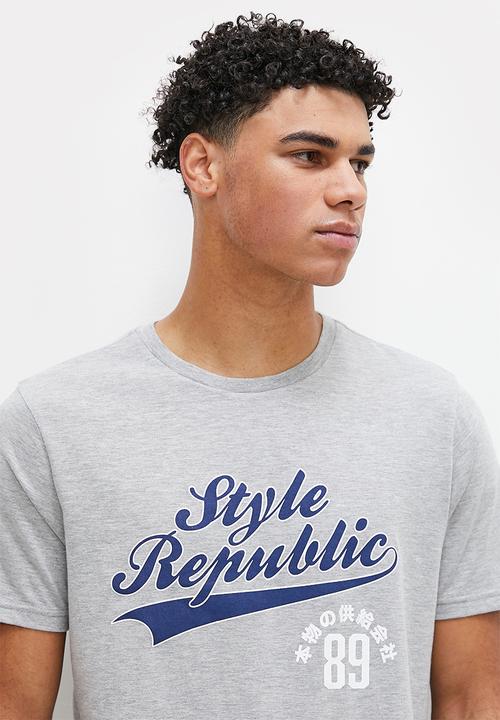 STYLE REPUBLIC - Logo graphic tee - grey melange
