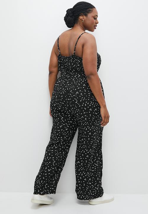edit Plus - Strappy belted jumpsuit - black irregular spot