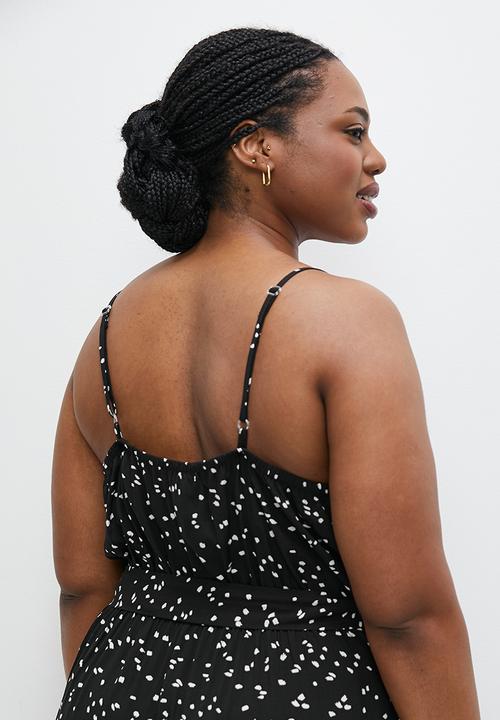 edit Plus - Strappy belted jumpsuit - black irregular spot