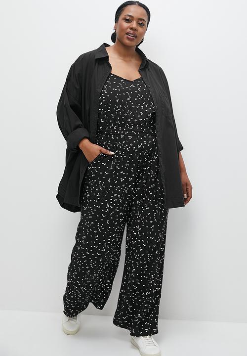 edit Plus - Strappy belted jumpsuit - black irregular spot