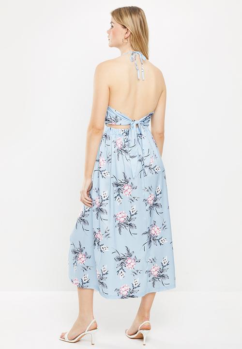 dailyfriday - Open back maxi dress - light blue based floral