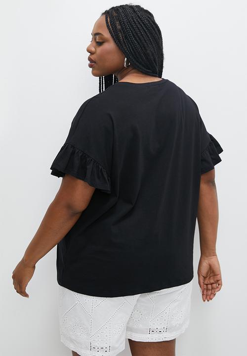 Superbalist - Ruffle tee - black