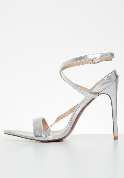 Miss Black - Dagger1 barely there stiletto heel - silver