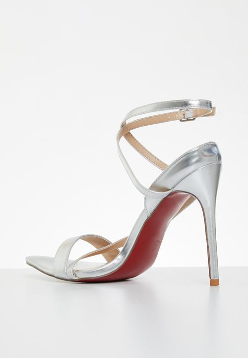 Miss Black - Dagger1 barely there stiletto heel - silver