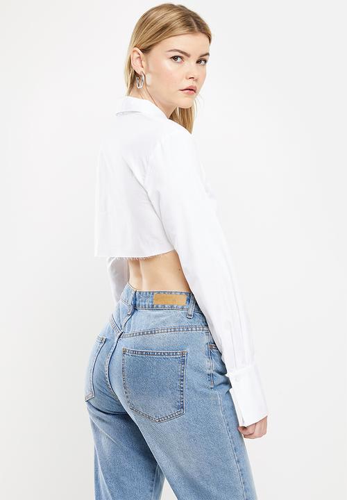dailyfriday - Long sleeve cropped shirt - white