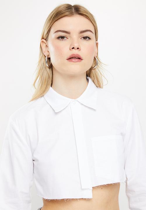 dailyfriday - Long sleeve cropped shirt - white
