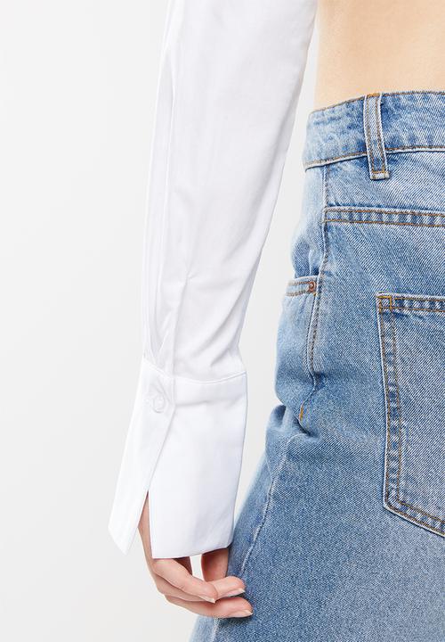 dailyfriday - Long sleeve cropped shirt - white