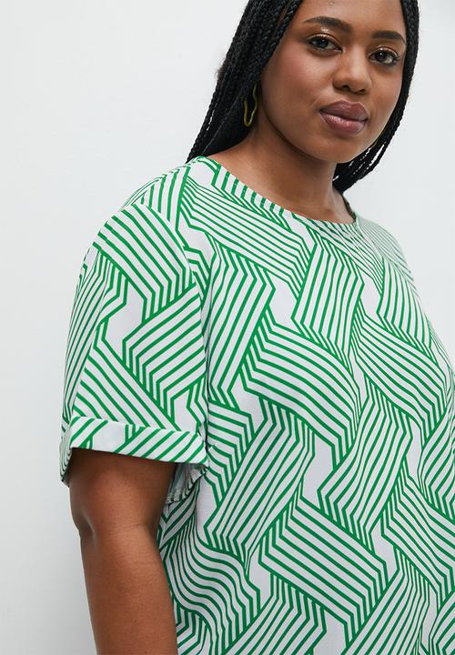 Superbalist - Basic woven tee blouse - green & white 