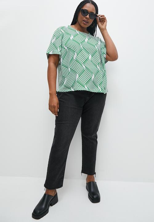 Superbalist - Basic woven tee blouse - green & white 