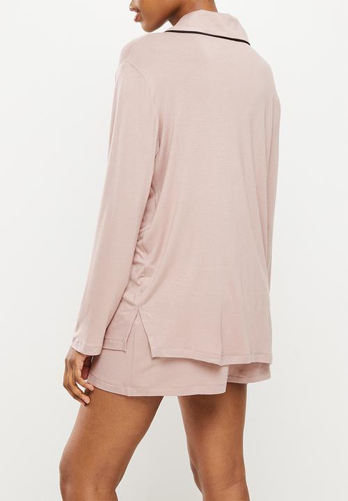 Superbalist - Maternity knit button down set - bark & black