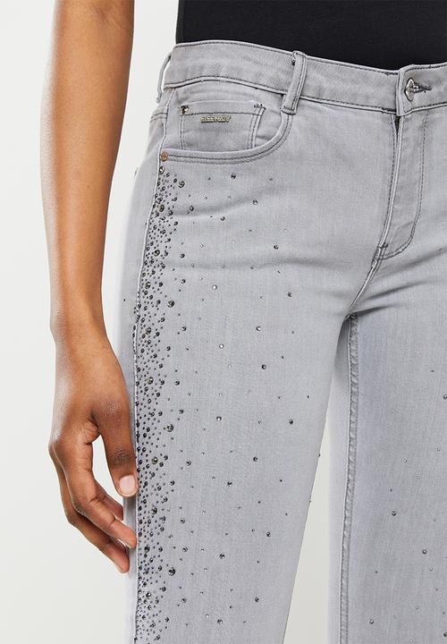SISSY BOY - Jon jon skinny with side seam diamante - grey