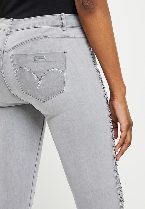 SISSY BOY - Jon jon skinny with side seam diamante - grey