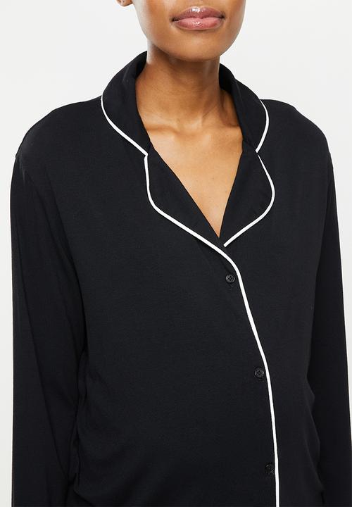 Superbalist - Maternity knit button down set - black & ivory