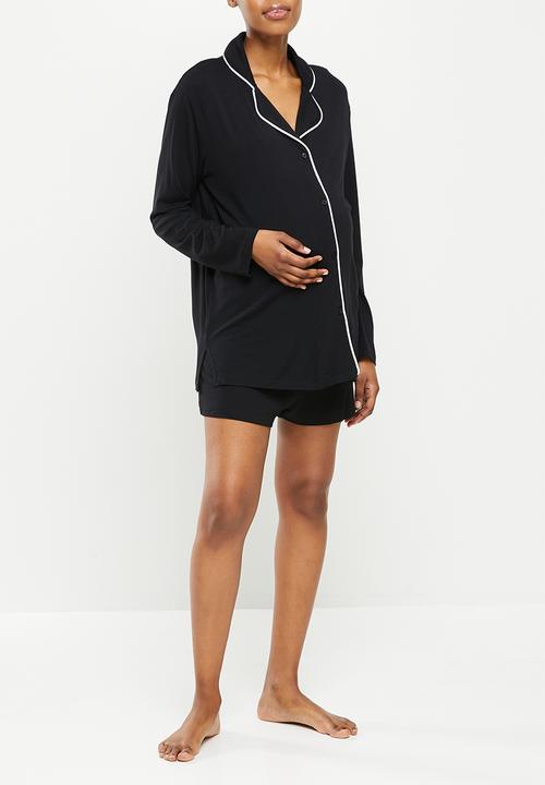 Superbalist - Maternity knit button down set - black & ivory