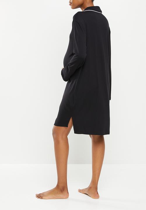 edit Maternity - Maternity recovery night shirt - black with ivory piping