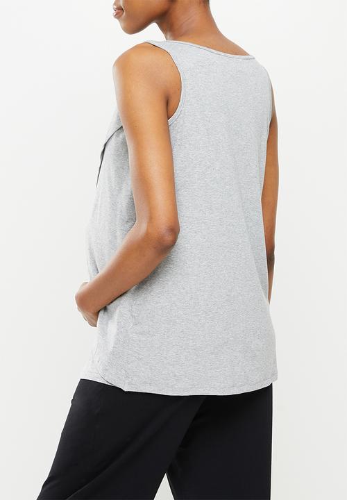 edit Maternity - Maternity waterfall nursing swing vest - grey melange