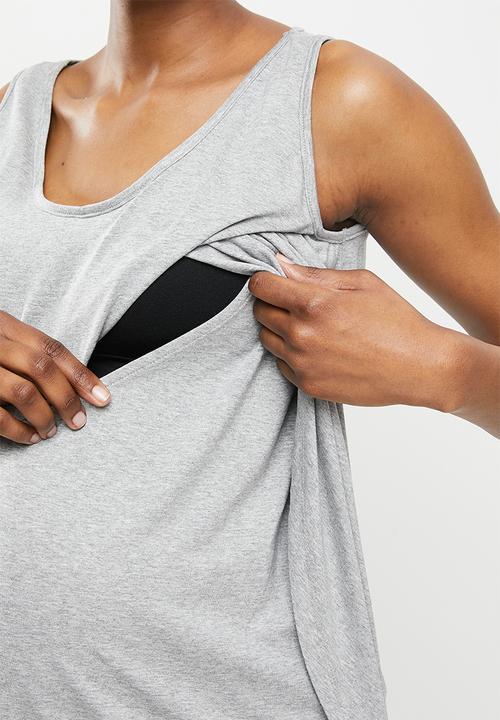 edit Maternity - Maternity waterfall nursing swing vest - grey melange