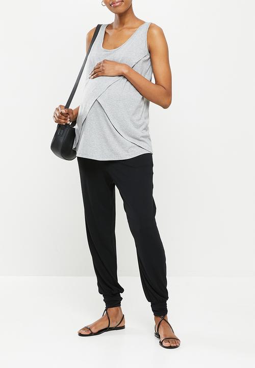 edit Maternity - Maternity waterfall nursing swing vest - grey melange