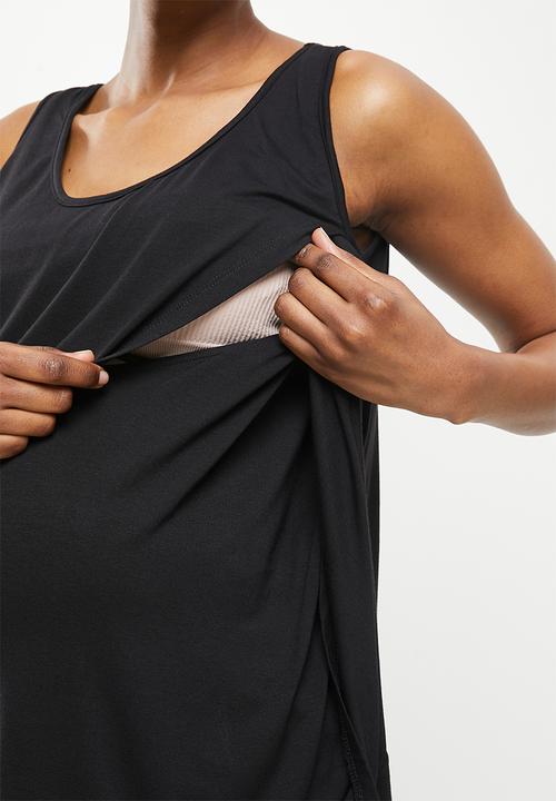 edit Maternity - Maternity waterfall nursing swing vest - black