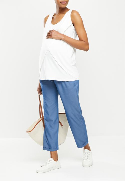 edit Maternity - Maternity waterfall nursing swing vest - white
