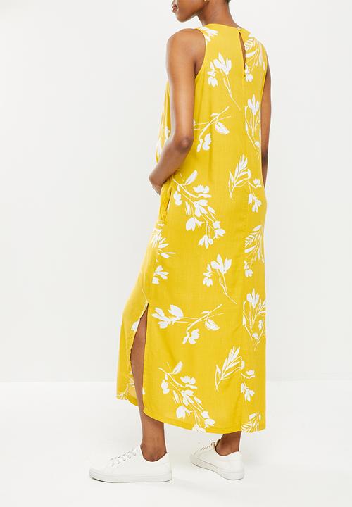 edit Maternity - Maternity highneck trapeze dress - ochre based floral