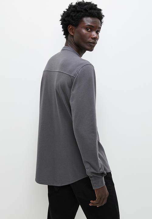 Superbalist - Pique mandarin shirt - charcoal