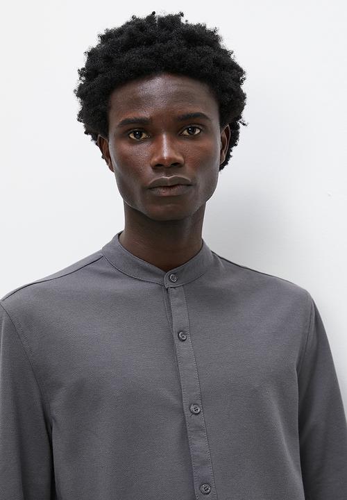 Superbalist - Pique mandarin shirt - charcoal