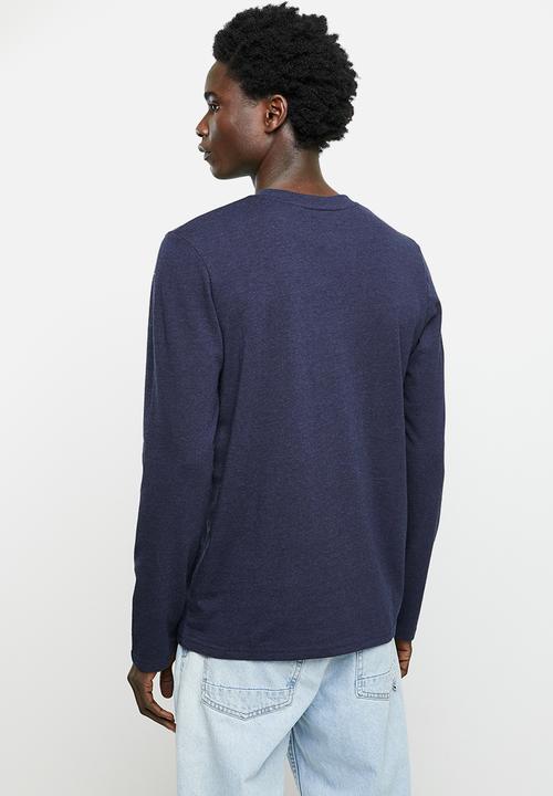 Superdry. - Vintage vl classic long sleeve top - midnight blue grit