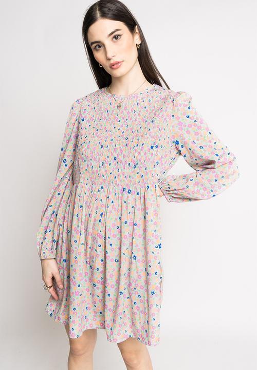 Daisy Street - Shirred alexis dress - multi ditsy