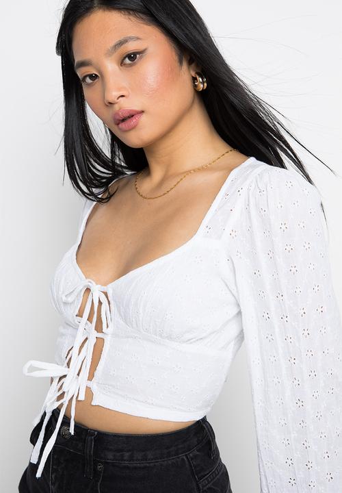 Daisy Street - Broderie crop - white