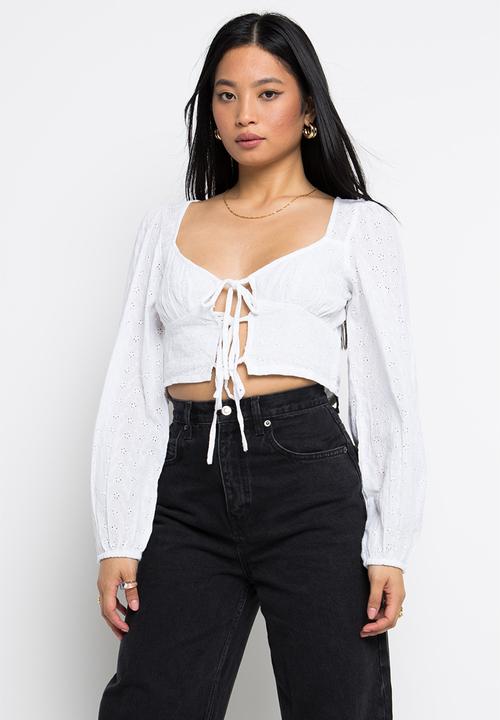 Daisy Street - Broderie crop - white