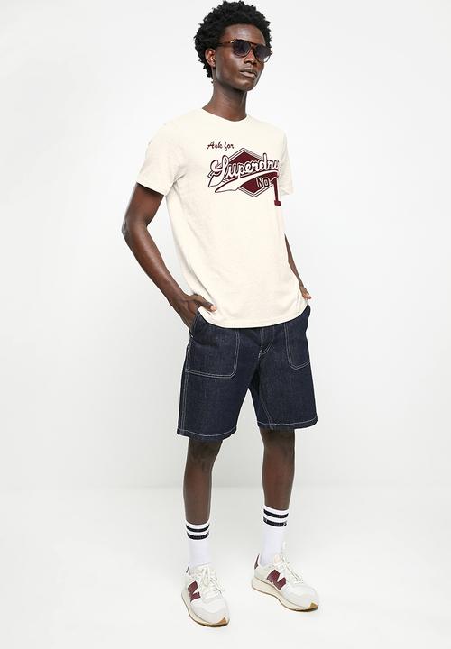 Superdry. - Vintage script style coll tee - oat marl