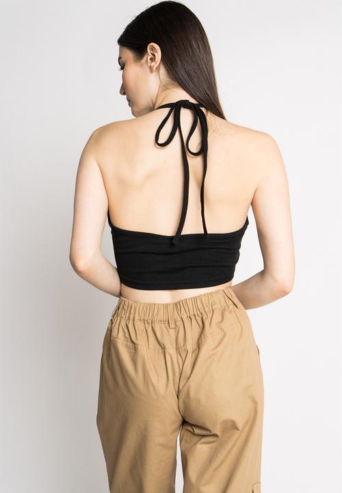 Daisy Street - Halter crop - black