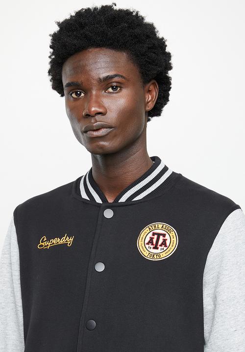 Superdry. - Vintage collegiate jrsy bomber - black & grey