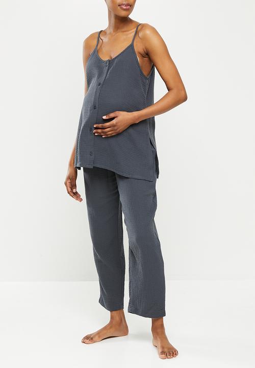 Superbalist - Maternity woven sleep set - charcoal