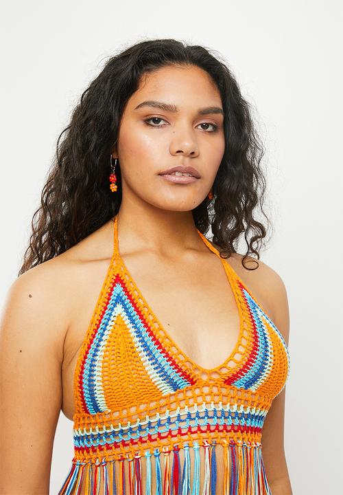 dailyfriday - V-neck fringe kaftan - multicolour