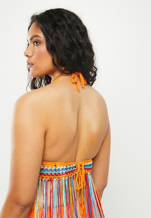 dailyfriday - V-neck fringe kaftan - multicolour