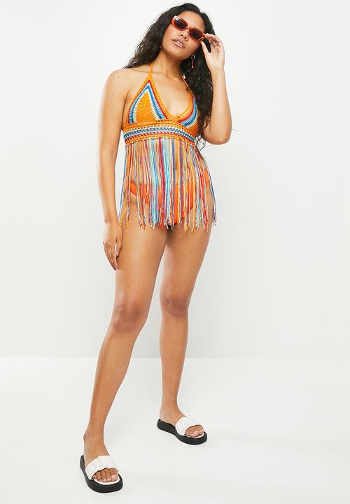dailyfriday - V-neck fringe kaftan - multicolour