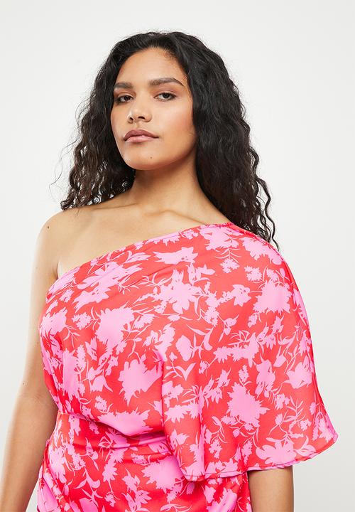 dailyfriday - One shoulder wrap midi dress - pink floral