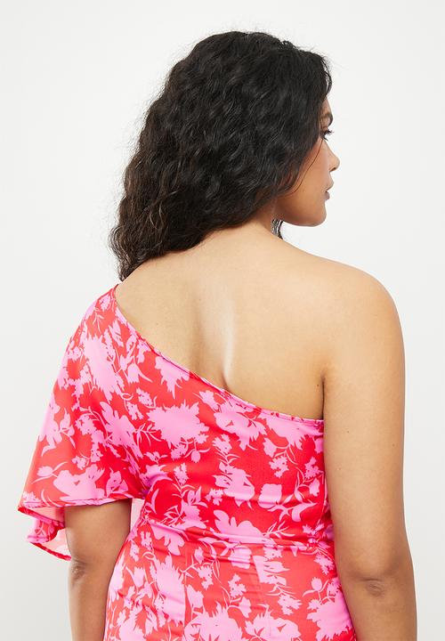 dailyfriday - One shoulder wrap midi dress - pink floral