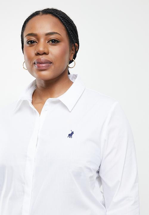 POLO - Plus madisson long sleeve basic shirt - white
