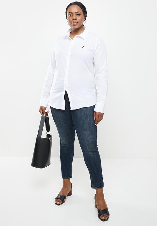 POLO - Plus madisson long sleeve basic shirt - white