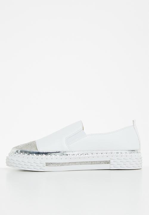 Footwork - Kerry diamante slip-on - white